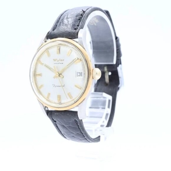 Vintage 32mm Wyler Dynawind Men\'s Automatic Wristwatch Swiss Two Tone Running